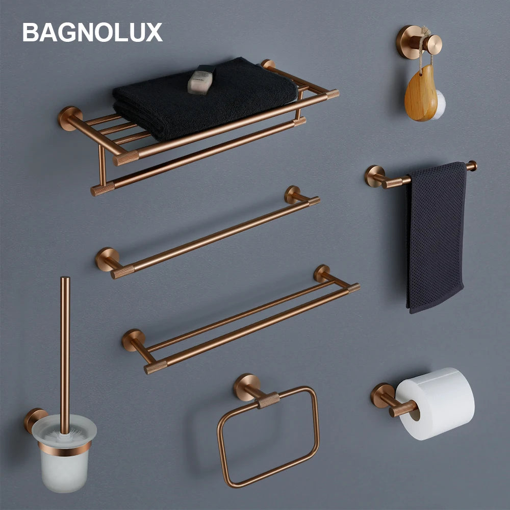 accessoires salle bain or rose porte serviettes savon papier toilette brosse dents moderne(vis)