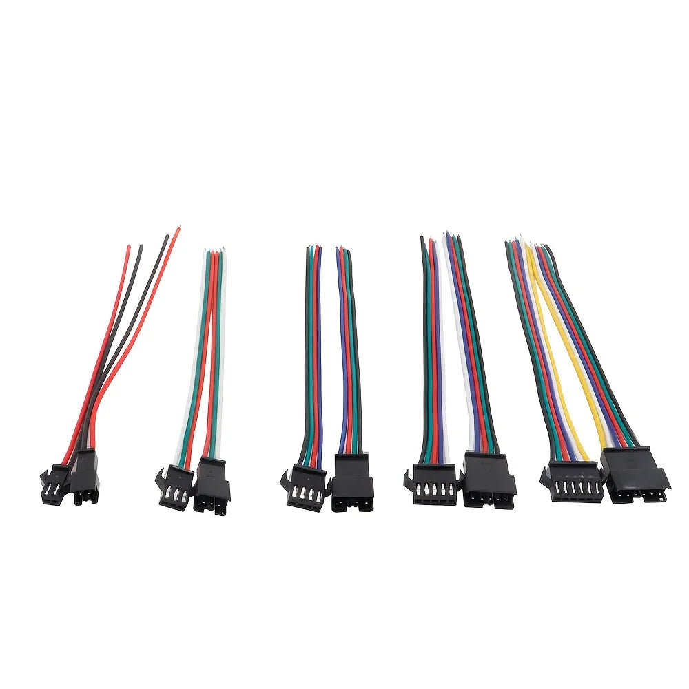 connecteurs led broches cable noir rouge vert bleu blanc clips utilitaires