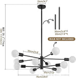 lustre moderne 10 ampoules doré noir chrome sphères blanches structure métallique scandinave