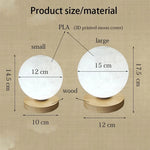 lampe table moderne lune texture marbrée blanc beige 12cm 15cm 18cm