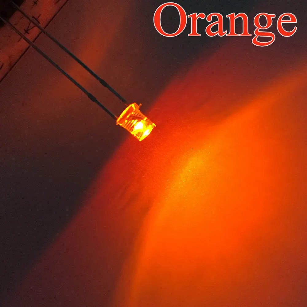 diodes led 3mm bleu vert rouge blanc chaud jaune violet rose orange transparentes plat