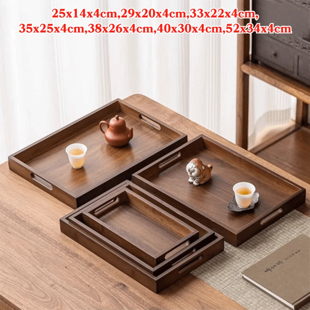 plateau service bois marron poignées moderne minimaliste théière tasses thé