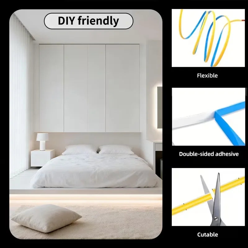 ruban led flexible blanc moderne interrupteur boutons usb adhésif ciseaux 30cm 100cm 200cm 300cm