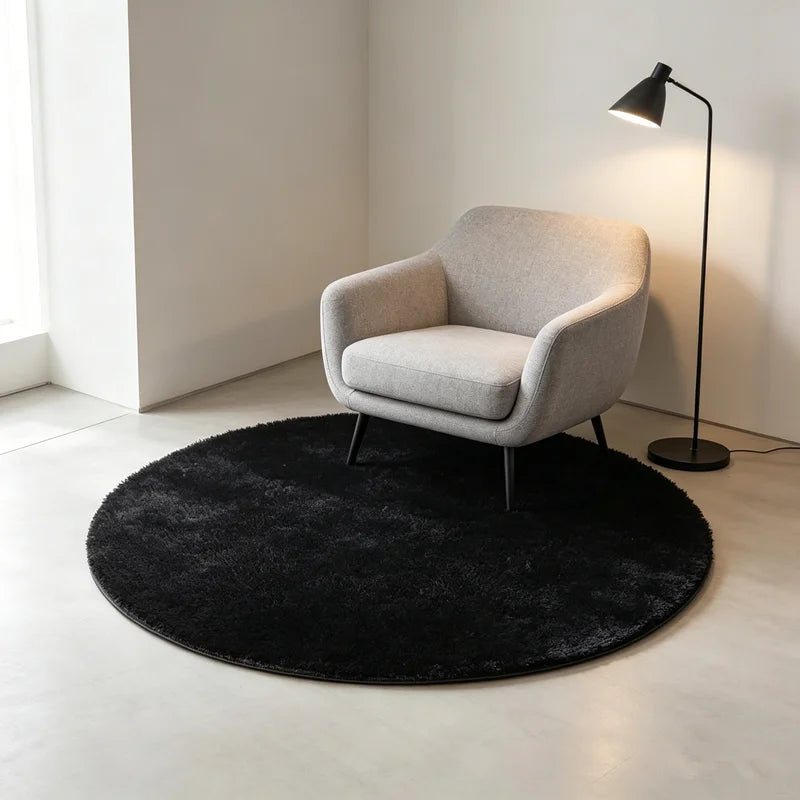 tapis rond noir doux moderne salon chambre prière extérieur 100cm 120cm 140cm 160cm 200cm