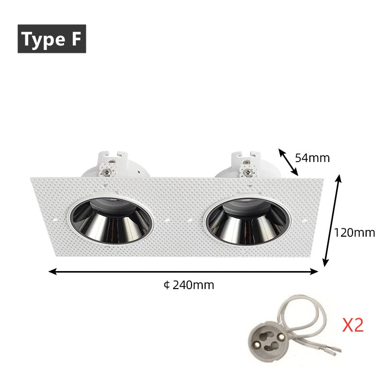lot spots led encastrés blanc grille hexagonale anti reflet réglable moderne