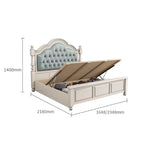 lit double blanc tête capitonnée coffre intégré élégant classique chambre coucher matériaux bois motifs