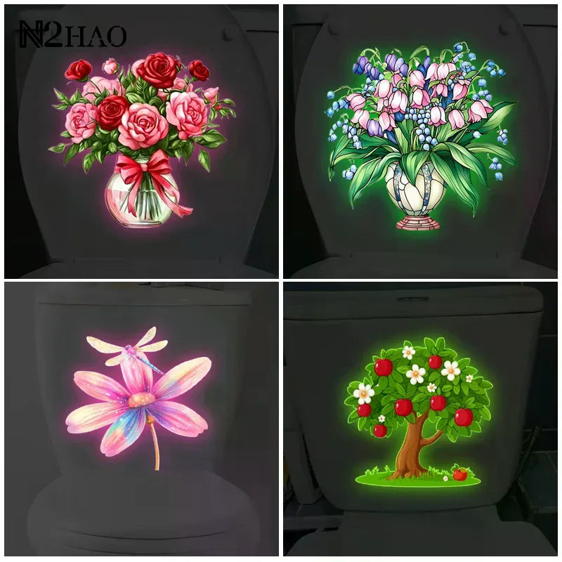 stickers decoratifs toilettes fleurs multicolores papillons arbre fruits adhésifs modernes chambre salon