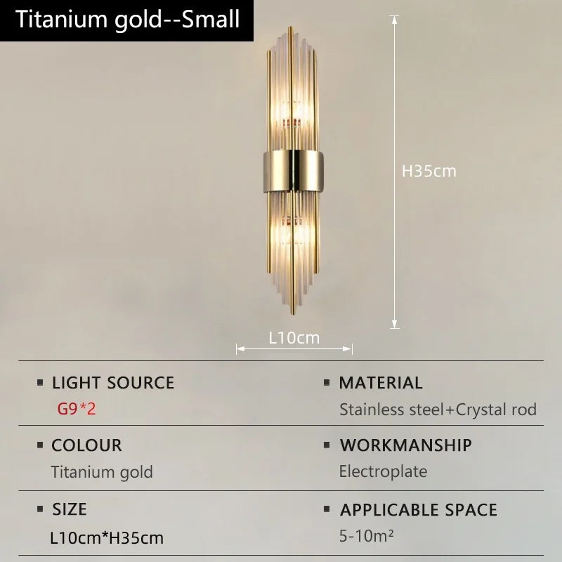 lampe murale contemporaine or noir tubes transparents élégante éclairage quotidien cuisine chambre moderne