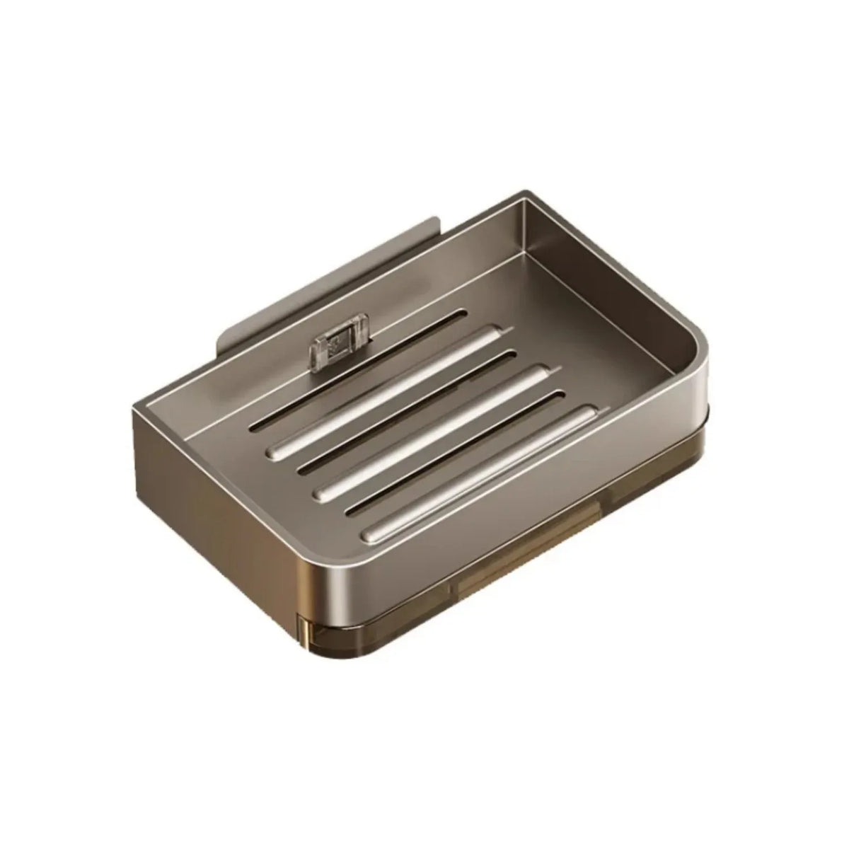 organisateur savon mural adhésif gris argenté moderne salle bain égouttoir strié lisse
