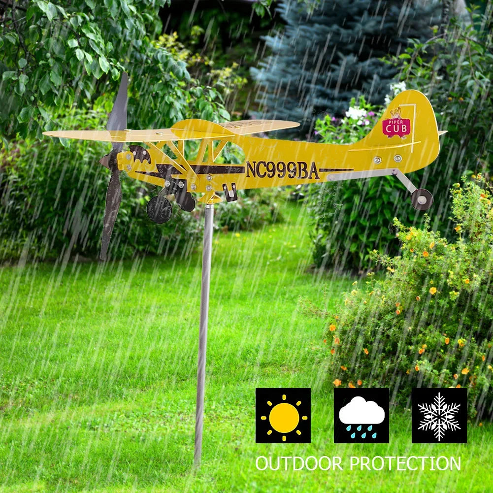 décor extérieur avion métal jaune classique vintage tringle métallique vent souffle jardinextérieur durable météo