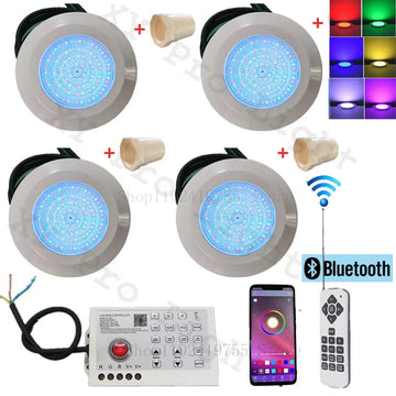 lumière sous marine piscine led rgb blanc moderne adhésif contrôleur bluetooth adaptateurs fixations