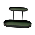présentoir rangement cosmétique deux niveaux noir beige vert olive moderne minimaliste flacon parfum lotion