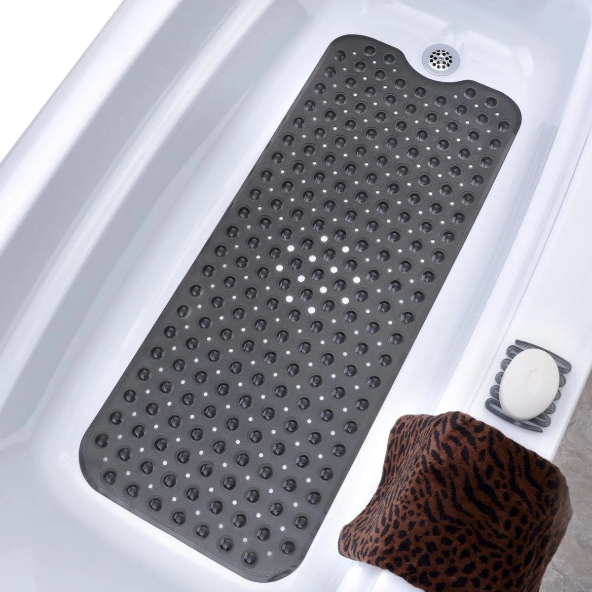 tapis bain antidérapant pvc ventouses alvéoles circulaires moderne gris beige