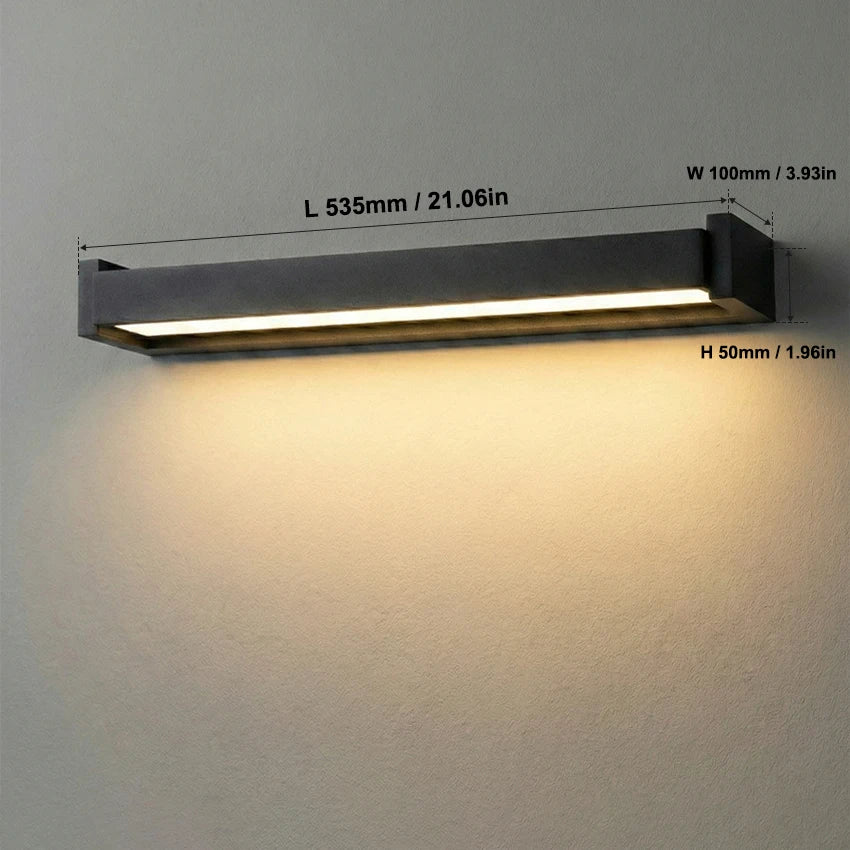 lampe murale led moderne ip65 350 rotatable noir verre trempé 235mm 335mm