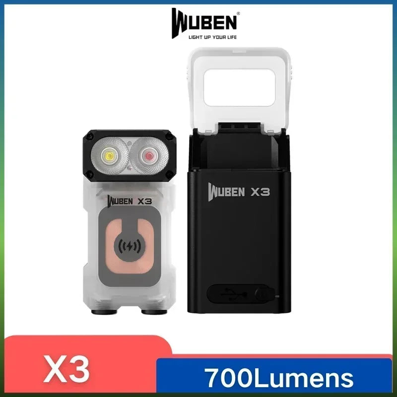 lampe torche rechargeable led moderne compact noire blanche transparente motifs points charge sans fil