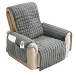 housse fauteuil inclinable noir beige quilté moderne boucles métalliques poche polyestère nettoyage sec automne
