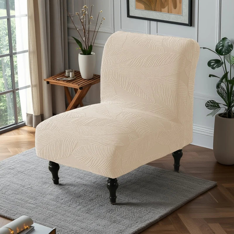 housse fauteuil gris feuilles stylisées polyester classique hand washable