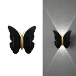 lampe murale solaire led papillon moderne noir doré extérieure adhésive ip44 rechargeable 2lumieres