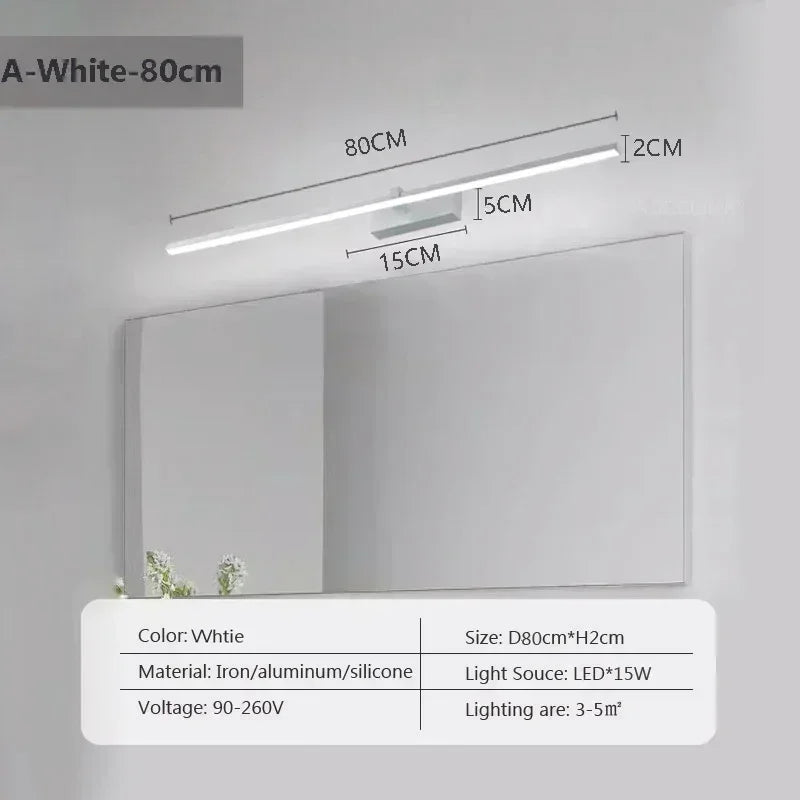 lampe murale moderne miroir led 100cm blanc noir minimaliste chambre cuisine