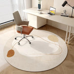 tapis rond beige clair flanelle motif géométrique moderne salon chambre intérieur doux imperméable