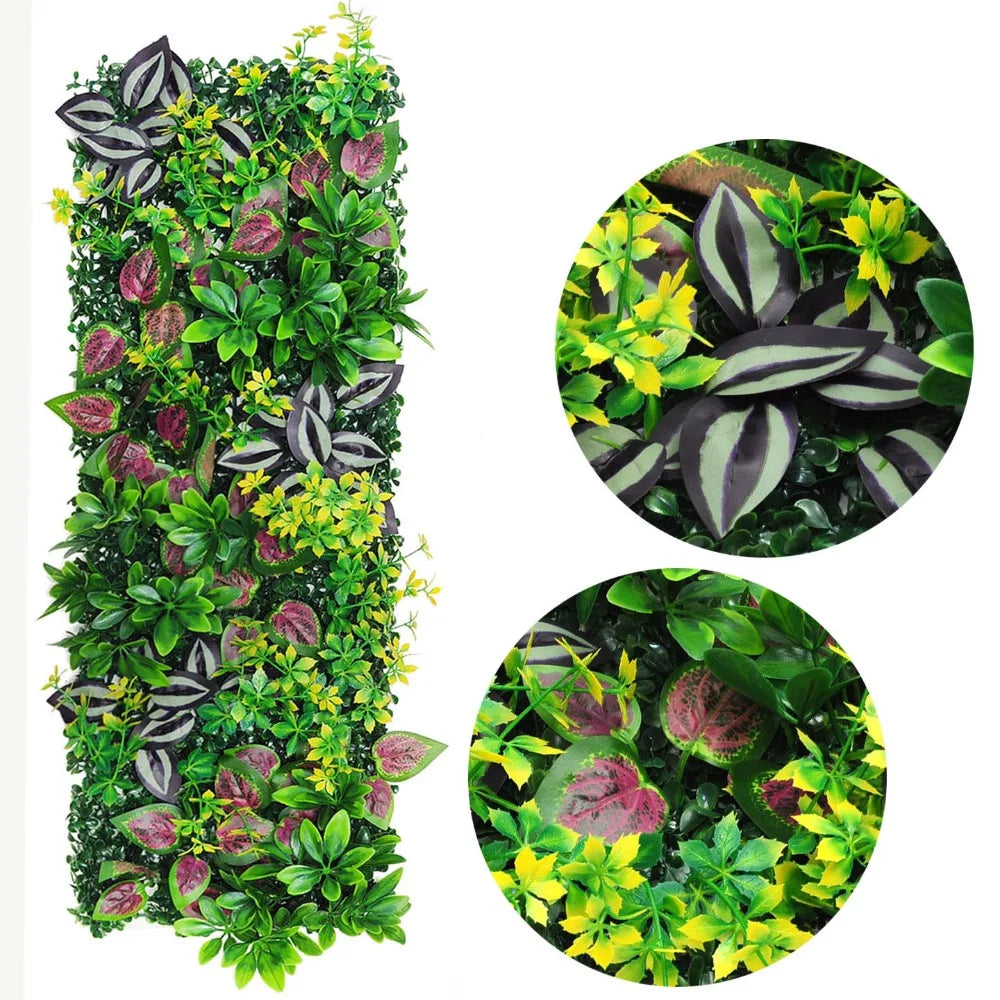 décoration murale plantes artificielles feuilles roses variées moderne intérieur vert rose jaune blanc rouge