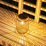 lanterne solaire marron clair tressée bambou rustique extérieur anneau suspension lumière naturelleextérieur