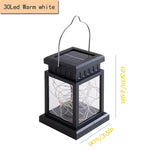 lanterne solaire suspendue métallique verre transparent vintage filigrane led noir jaune rustic