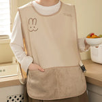 tablier cuisine femme beige imprimé visage lapin poche amovible ceinture ajustable moderne durable