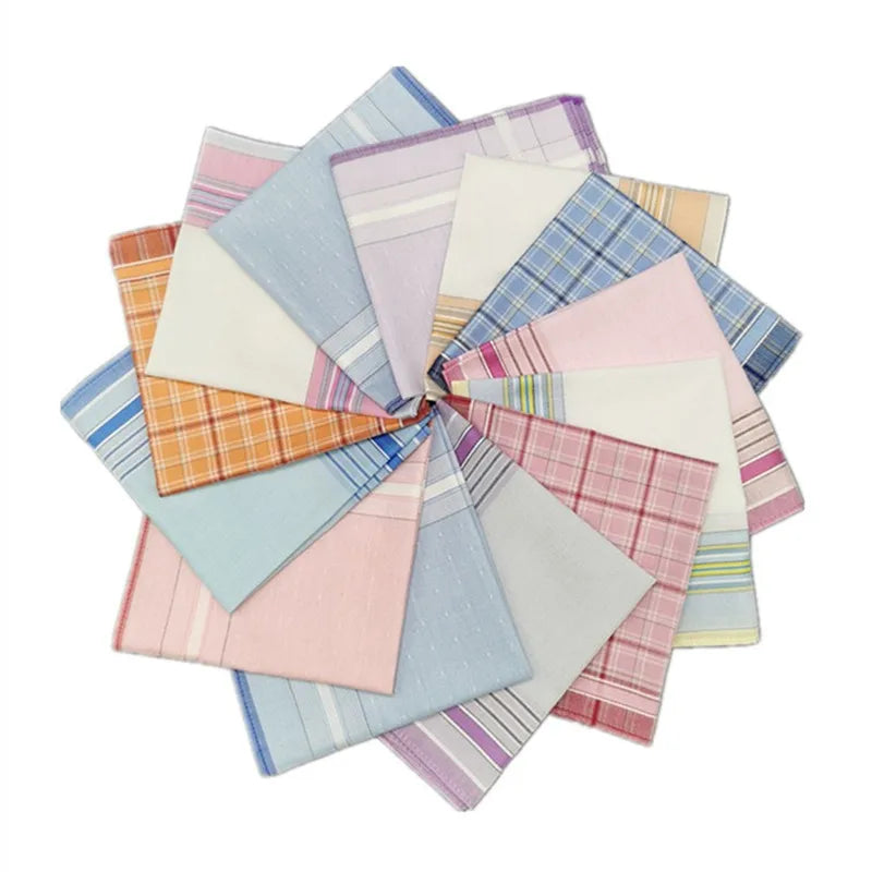 serviettes poche femmes 100 coton rayures colorées classiques 29cm 29cm