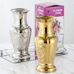 vase fleurs dorées métal argent or texture miroir brillante classique grande table unique ornement