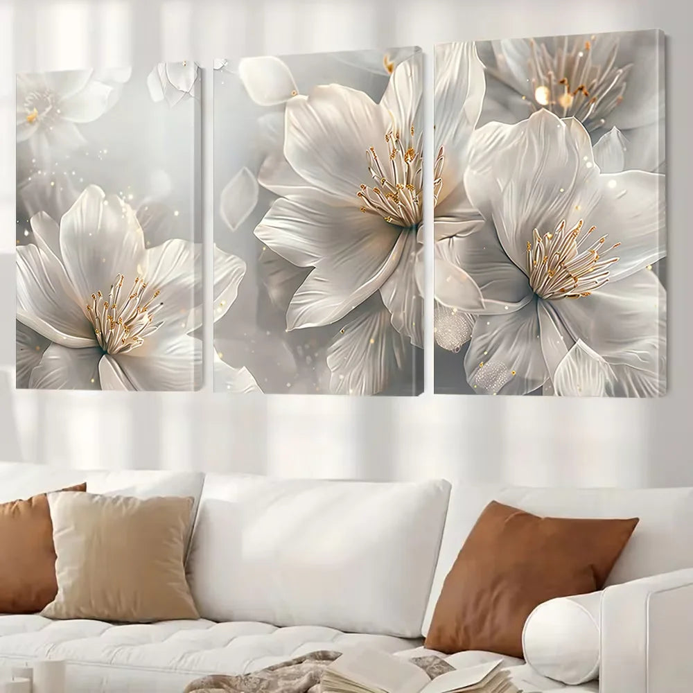 toiles d'art moderne fleurs détaillées vase blanc doré 12x20 20x30 24x40 28x50