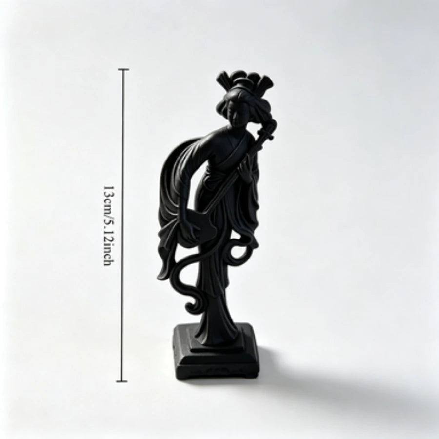 statue geisha blanche sculpture zen decoration intérieure artisanale ornement blanc plastique classique 13cm