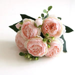 bouquets fleurs artificielles pivoines soie rose clair blanc violet rouge orange romantique extérieur mariage