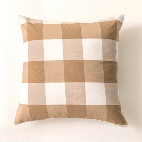 housse coussin polyester bleu clair rayures carreaux moderne décoration maison lit chaise canapé