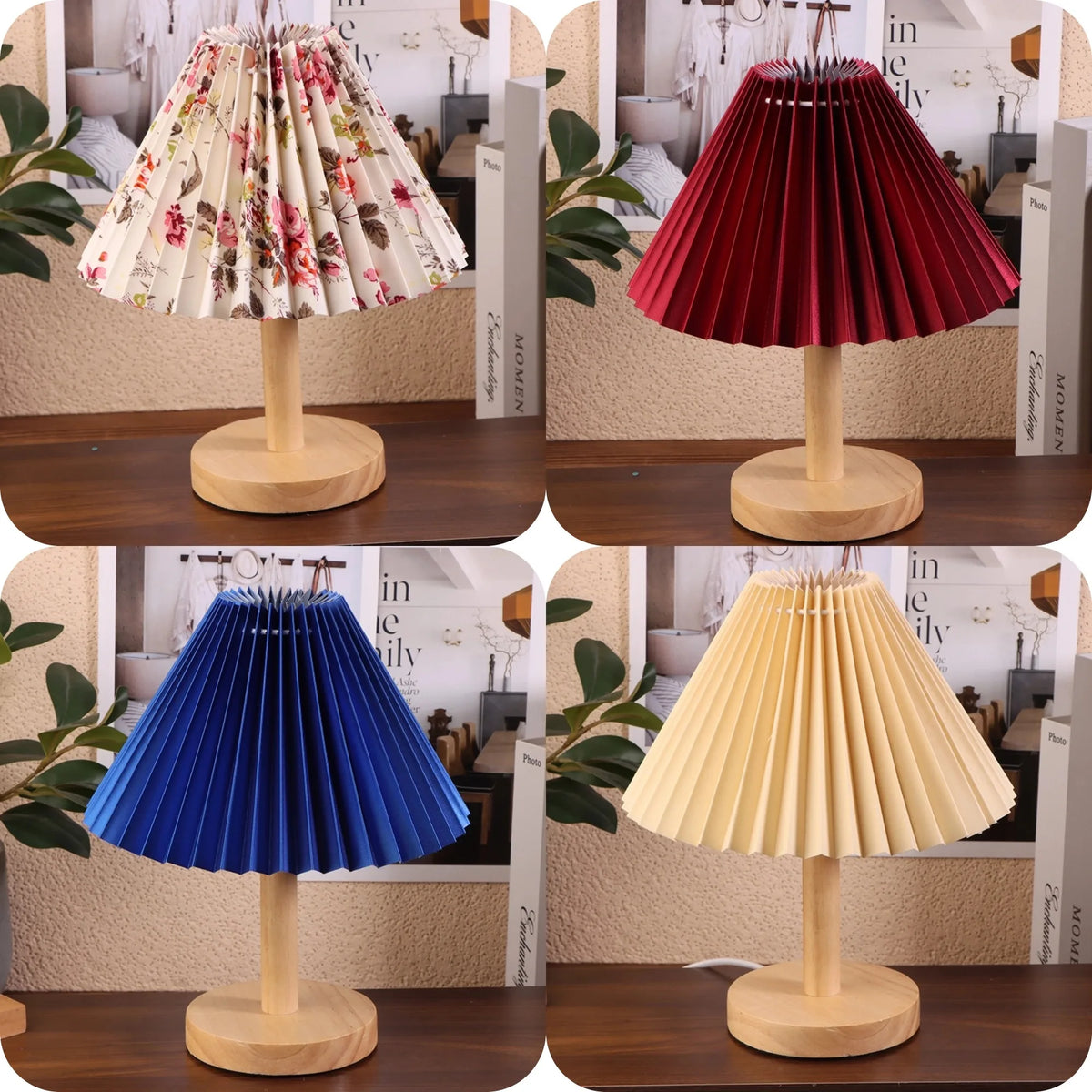 abat jour plissé moderne tissu floral rouge vert bleu beige rose blanc