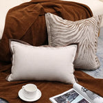 housse coussin rayé beige marron contemporain décoration maison carré polyester coton