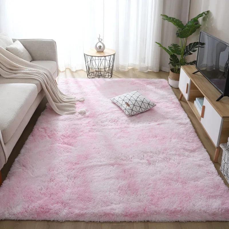 tapis moderne gris bleu rose beige peluche uni résistant décoloration sol
