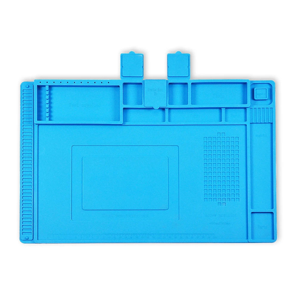 tapis réparation électronique bleu 300x450mm compartiments outils professionnels