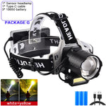 lampe frontale rechargeable zoomable led noir gris blanc affichage numérique bouton mode sensoriel camping