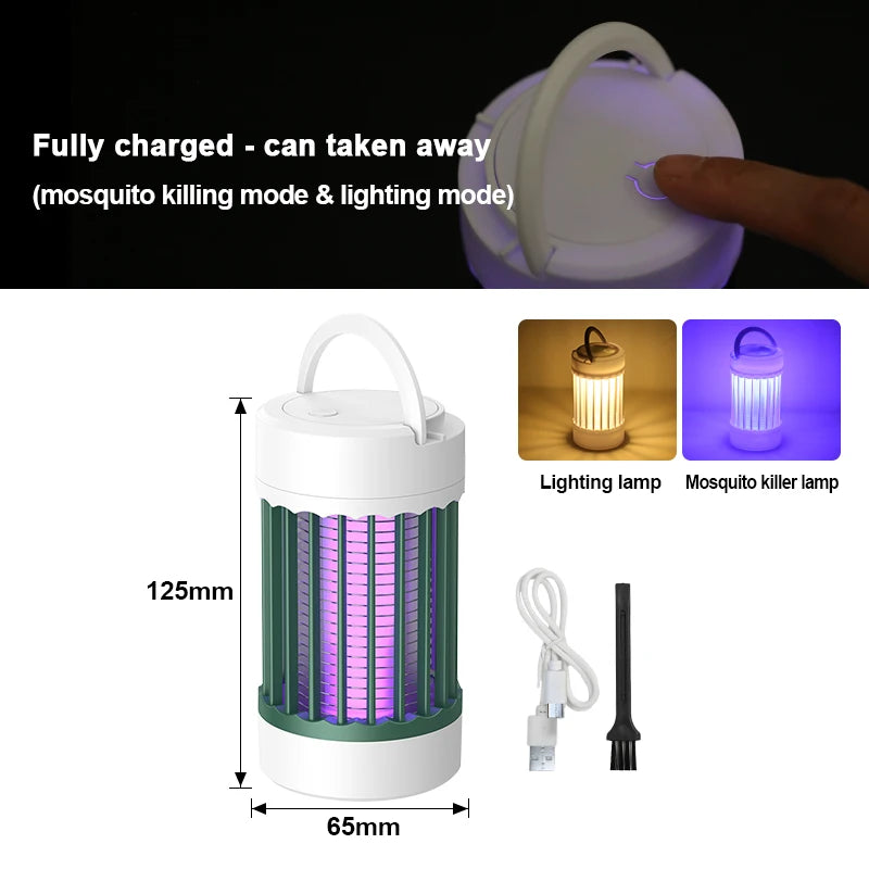 lampe anti moustiques rechargeable usb blanc noir rayures modernes compactes poignée notice câble