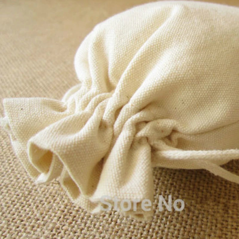 sacs coton toile noix noeud cordon serrage couleur beige clair taille diverses simple rustique
