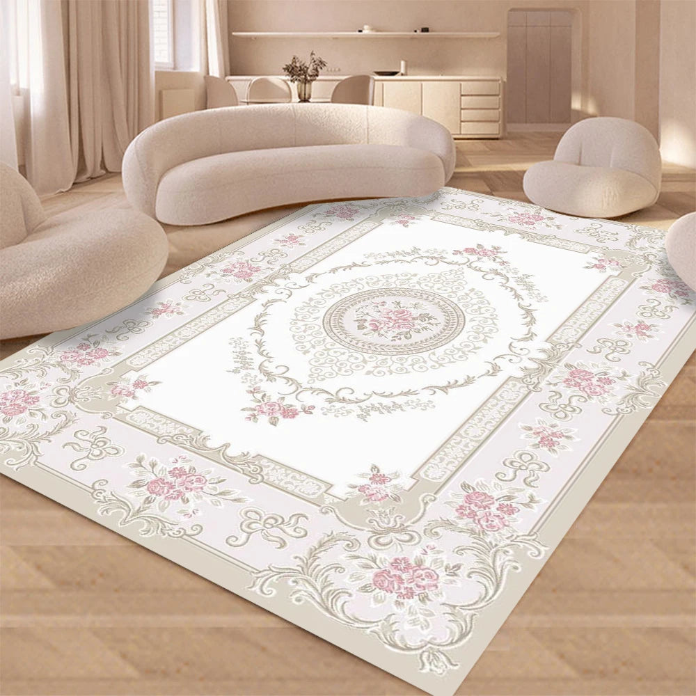 tapis bohème moderne floral bleu clair rose velours antidérapant intérieur extérieur 40x60cm 50x80cm 80x120cm