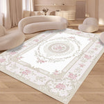 tapis bohème moderne floral bleu clair rose velours antidérapant intérieur extérieur 40x60cm 50x80cm 80x120cm