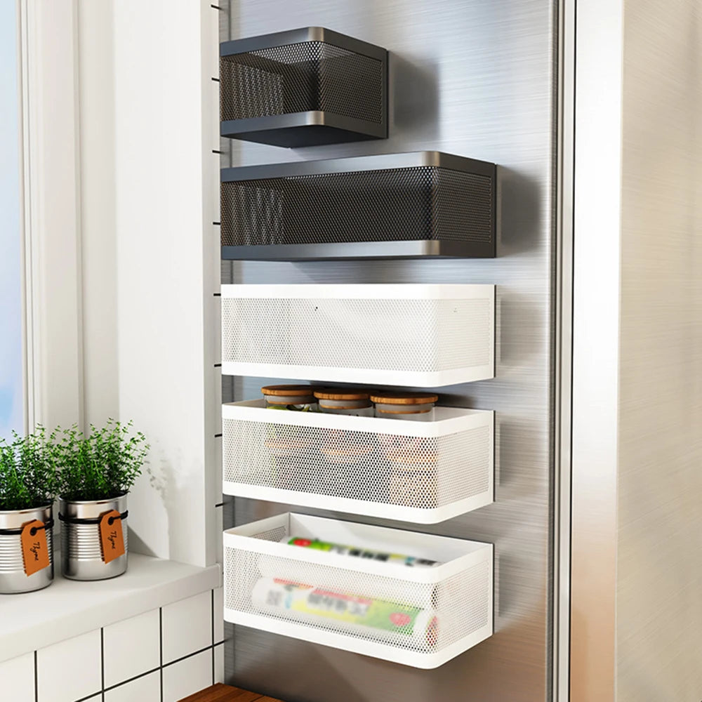 panier rangement noir blanc maille fine adhésif moderne minimaliste pots couvercle bambou