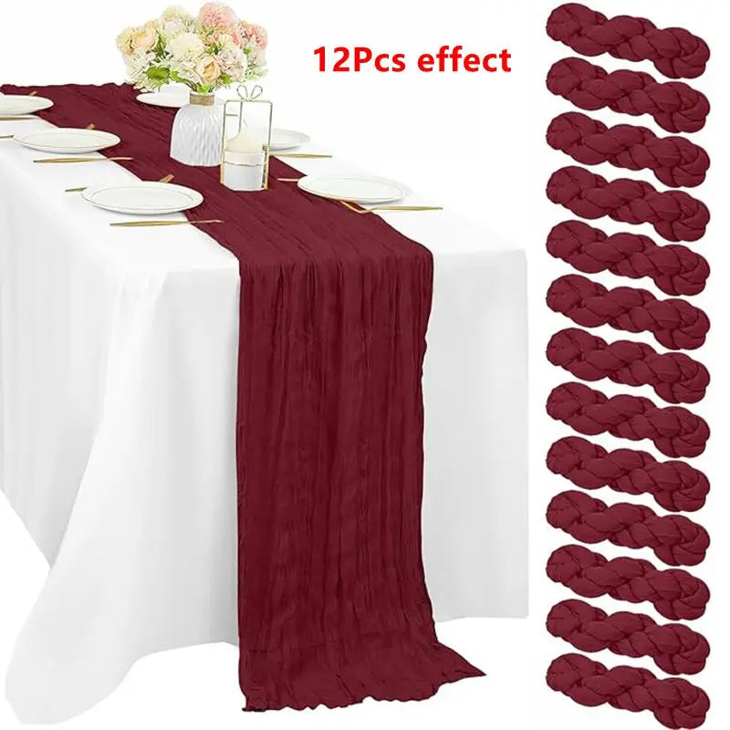 ruban table vert olive crêpe plissé classique élégant imperméable réutilisable mariage fête banquetôtelextérieur 90x180cm