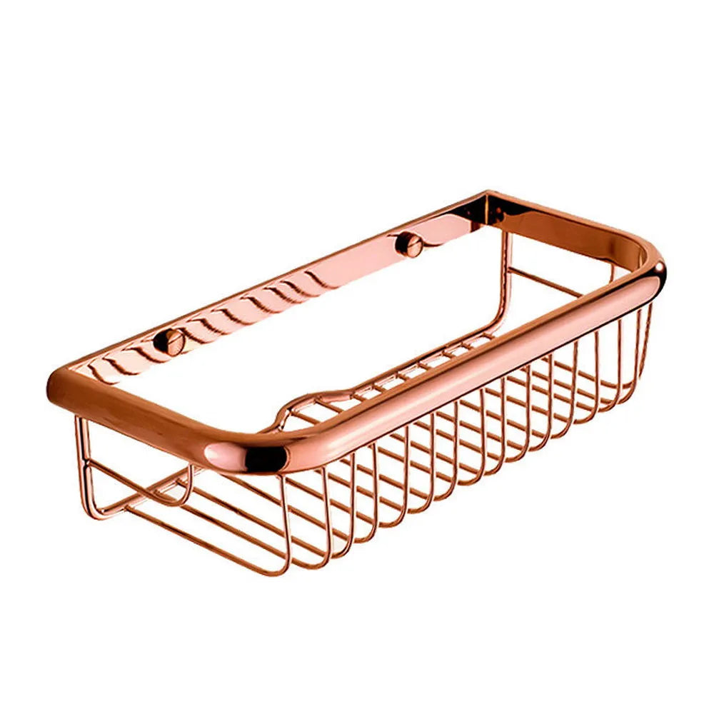 paniers salle bain rose doré filet métallique moderne