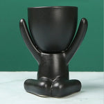 cache pot céramique contemporain noir pots fleurs succulentes drainage maison