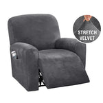 couvre siege fauteuil inclinable velours stretch gris bleu beige moderne élastiques accueil sofa cover