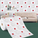 panneau décoratif mural adhésif blanc motif géométrique carrés dorés moderne élégant salon chambre