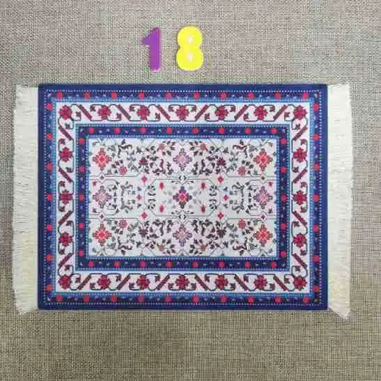 tapis rouge noir bleu beige ornements floraux motifs géométriques classique non glissant adhésif souris
